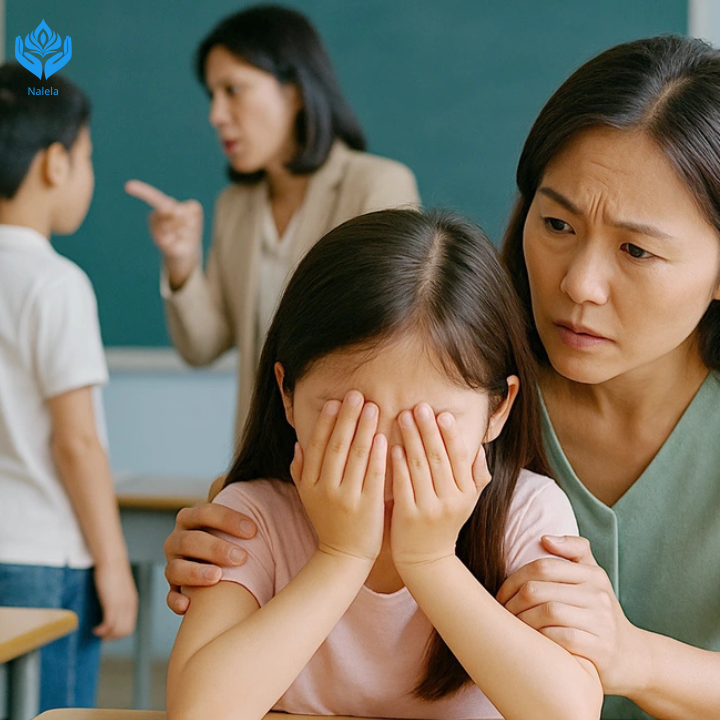 Con sợ hãi khi ở trường