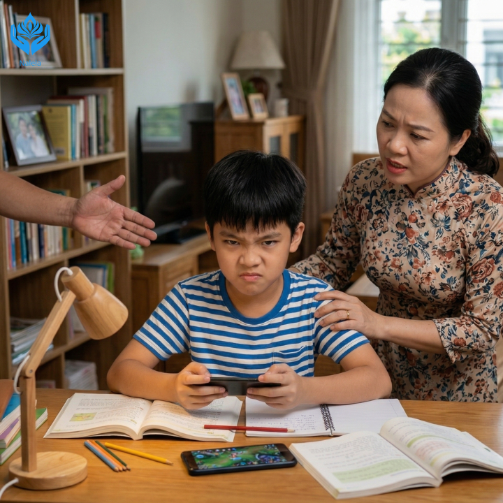 Con thích chơi game không chịu học bài cha mẹ lo lắng